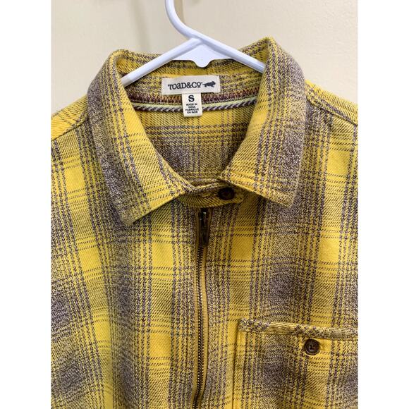 Toad & Co Shirt Women Size Small Yellow Gray 1/4 Zip Long Sleeve Organic Cotton - Picture 3 of 13